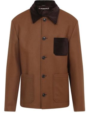 Marni Textured-Collar Pocket Jacket - Brown