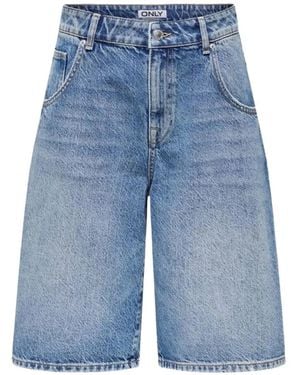 ONLY Onlmate Denim Knee-Length Shorts - Blue