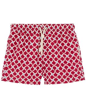GASSA D'AMANTE Nora Geometric-Print Swim Shorts - Red