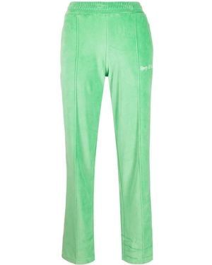 Sporty & Rich Towelling-Finish Logo-Embroidered Track Trousers - Green