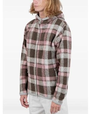 Norse Projects Karierte Kapuzenjacke - Grau