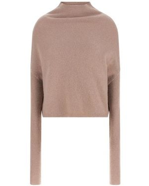 Rick Owens Tower Ls Crater High-Neck Jumper - Natural