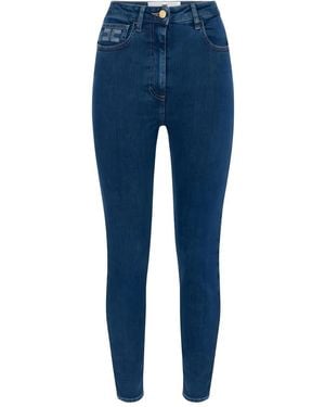 Elisabetta Franchi Vaqueros con botones del logo - Azul
