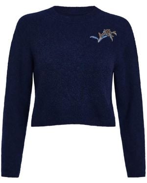 Markarian Romy Floral-Patch Cashmere Jumper - Blue