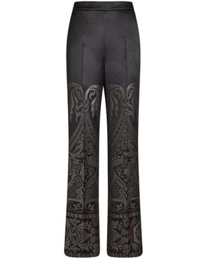 Etro Jacquard Silk Palazzo Trousers - Grey