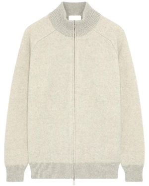 Lardini Ribbed-Knit Zip-Up Cardigan - White