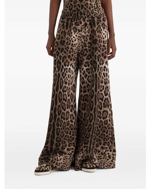 Dolce & Gabbana Leo-Print Fleece Trousers - Brown