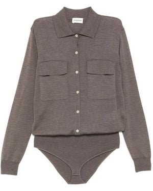 P.A.R.O.S.H. Buttoned Pocket Bodysuit - Gray