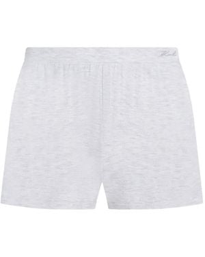 KARL LAGERFELD Bermudas De Andar Por Casa Con Logo Bordado - Blanco