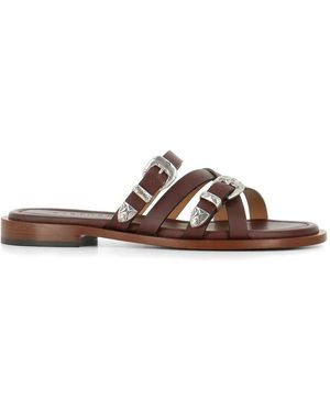 Sartore Buckle-Strap Flat Sandals - Brown