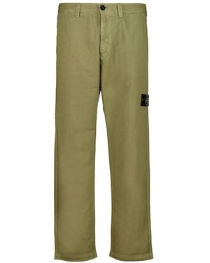 Stone Island 3100052 Cotton Herringbone Chino Trousers - Green