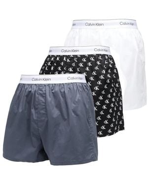 Calvin Klein 3-Pack Logo-Waistband Boxer Shorts - Blue