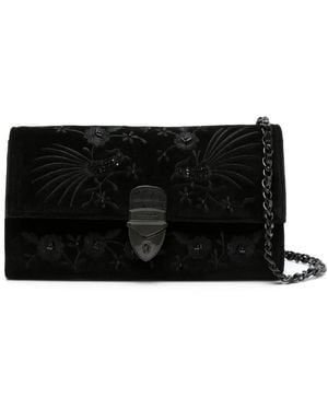 Aspinal of London Mayfair フローラル クラッチバッグ - ブラック