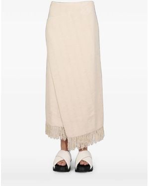 Jil Sander Fringed Wrap Skirt - White