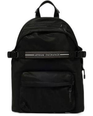 Emporio Armani Logo-Stripe Backpack - Black
