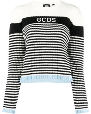 Gcds Jacquard-Logo Striped Sweater - Black
