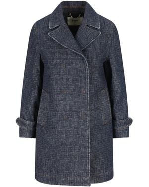Fendi Plumífero Vaquero Con Botonadura Doble - Azul