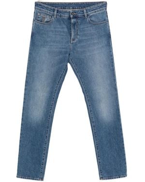 Canali Ausgeblichene Straight-Leg-Jeans - Blau