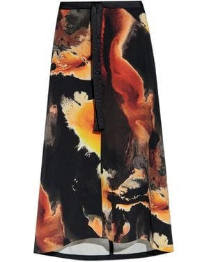Y-3 Abstract-Print Long Skirt - Black