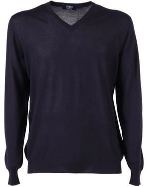 Fedeli V-Neck Sweater - Blue