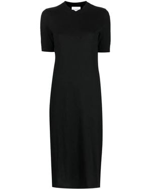 Barrie Side-Slit Cashmere Midi Dress - Black