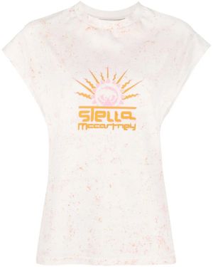 Stella McCartney Graphic-Print Cap-Sleeved T-Shirt - White