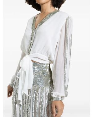 Temperley London Filigree Sequin-Embellished Blouse - Grey