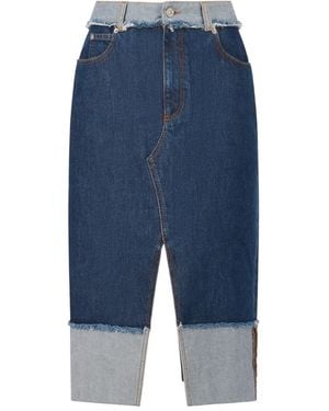 Marni Frayed Denim Midi Skirt - Blue