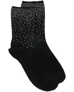 Alto Milano Calcetines con motivo de puntos - Negro