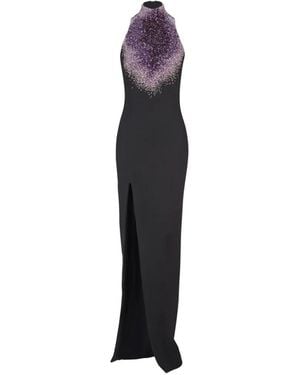 Balmain Halterneck Embroidered Maxi Dress - Blue