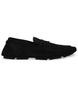 Dolce & Gabbana Logo-Plaque Suede Loafers - Black