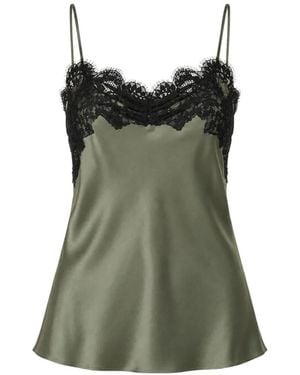 IRO Lace-Trim Silk Camisole Top - Green