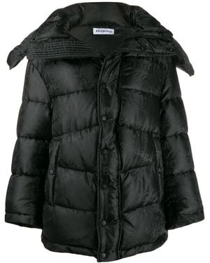 Balenciaga Mixed Typo Swing Puffer Jacket - Black