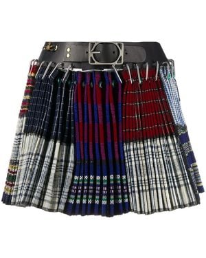 Chopova Lowena Belted Safety Pins Pleated Skirt - Blue