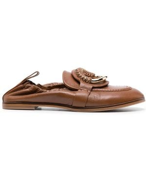 See By Chloé Ring-Detail Leather Loafers - Brown