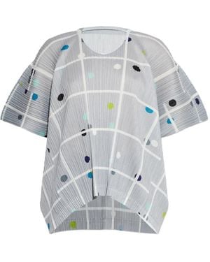 Pleats Please Issey Miyake Grid Pleated Blouse - Grey