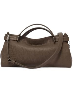 Orciani Grained Leather Tote Bag - Brown