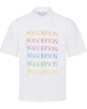 JW Anderson Logo-Print Cotton Polo Shirt - White