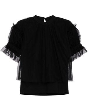 Noir Kei Ninomiya T-shirt Met Tulen Mouwen - Zwart