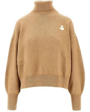 Isabel Marant Nashas Logo-Embroidered Turtleneck Sweater - Natur