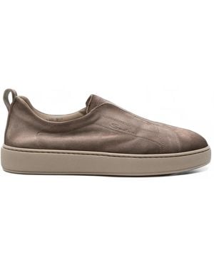 Santoni Sneakers Mit Logo-Prägung - Braun