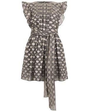 Alberta Ferretti Heart-Motif Ruffled Mini Dress - Grey