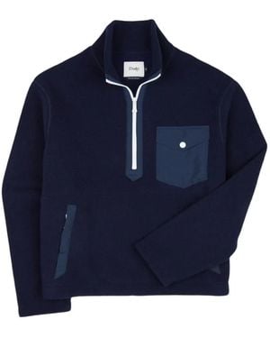 Drake's Quarter-Zip Fleece Sweater - Blue