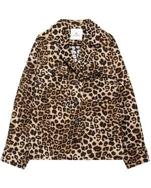 Anine Bing Leopard Print Button-Fastening Jacket - Natural
