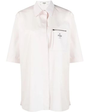 Fendi Logo-Print Cotton Shirt - White