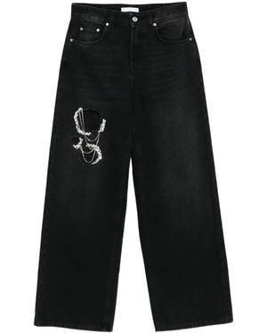Area Jeans Verfraaid Met Kristallen - Zwart