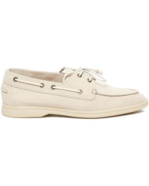 Loro Piana レザー レースアップ デッキシューズ - ホワイト