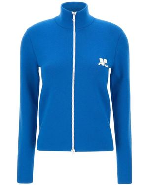 Courreges Zweifarbiger Cardigan Mit Reißverschluss - Blau