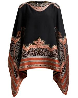 Etro Bestickter Fil-Coupé-Poncho - Schwarz
