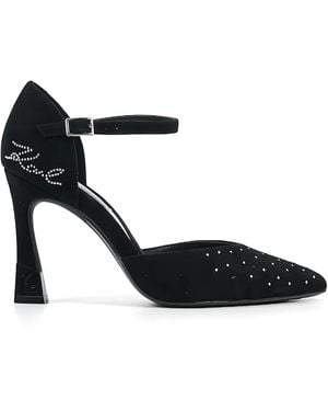 KARL LAGERFELD Ankle-Strap Heeled Court Shoes - Black